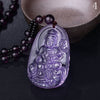 Amethyst Necklace Natural Stone Pendant Buddha Guardian Bead Chain Lucky Gift Crystal Carved Women Jewelry Men Gothic Fox