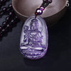 Amethyst Necklace Natural Stone Pendant Buddha Guardian Bead Chain Lucky Gift Crystal Carved Women Jewelry Men Gothic Fox