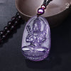 Amethyst Necklace Natural Stone Pendant Buddha Guardian Bead Chain Lucky Gift Crystal Carved Women Jewelry Men Gothic Fox