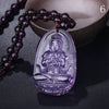 Amethyst Necklace Natural Stone Pendant Buddha Guardian Bead Chain Lucky Gift Crystal Carved Women Jewelry Men Gothic Fox