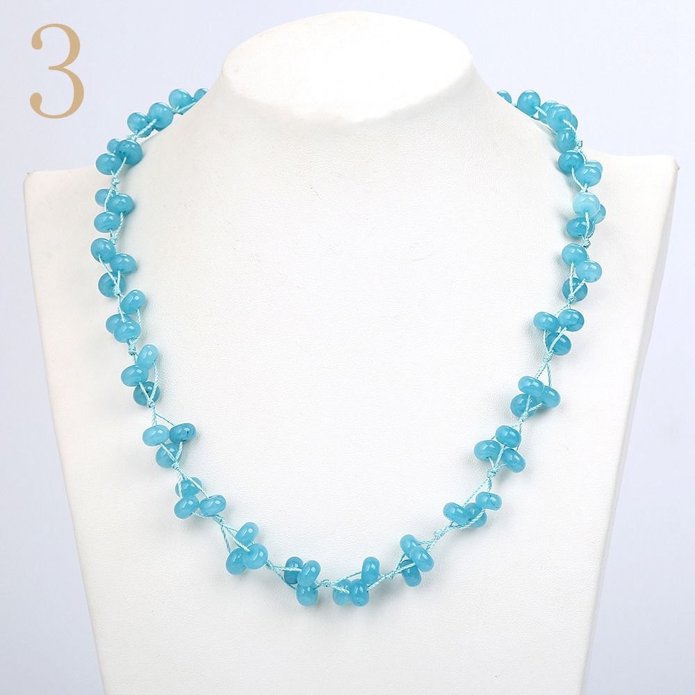 Aquamarine Necklace Gemstone Bead Colar Feminino Natural Stone Accessories Christmas Jewelry Women Woven Chain Vintage