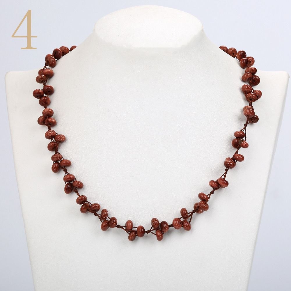 Aquamarine Necklace Gemstone Bead Colar Feminino Natural Stone Accessories Christmas Jewelry Women Woven Chain Vintage
