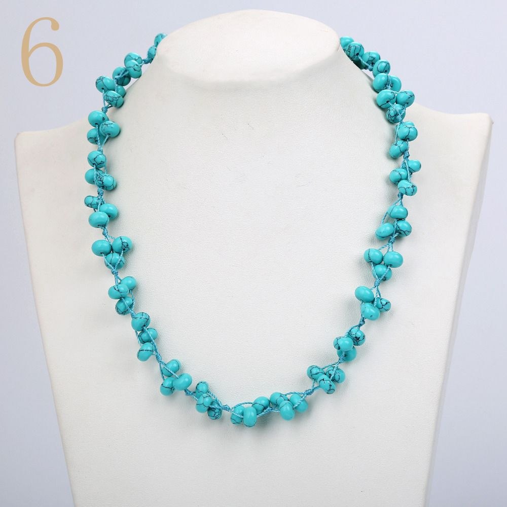 Aquamarine Necklace Gemstone Bead Colar Feminino Natural Stone Accessories Christmas Jewelry Women Woven Chain Vintage