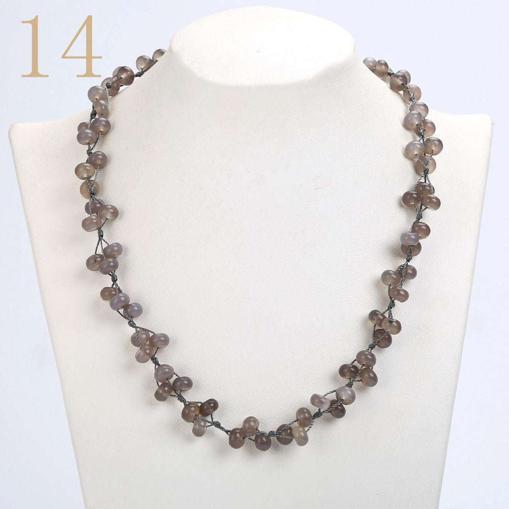 Aquamarine Necklace Gemstone Bead Colar Feminino Natural Stone Accessories Christmas Jewelry Women Woven Chain Vintage