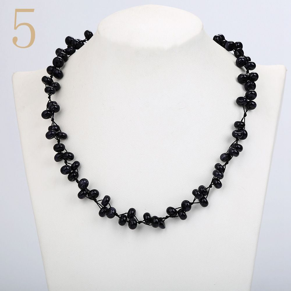 Aquamarine Necklace Gemstone Bead Colar Feminino Natural Stone Accessories Christmas Jewelry Women Woven Chain Vintage