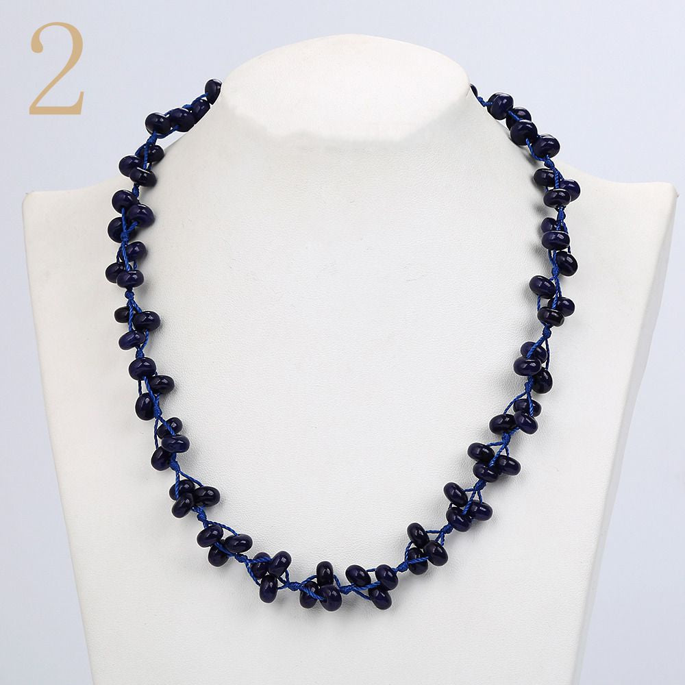 Aquamarine Necklace Gemstone Bead Colar Feminino Natural Stone Accessories Christmas Jewelry Women Woven Chain Vintage