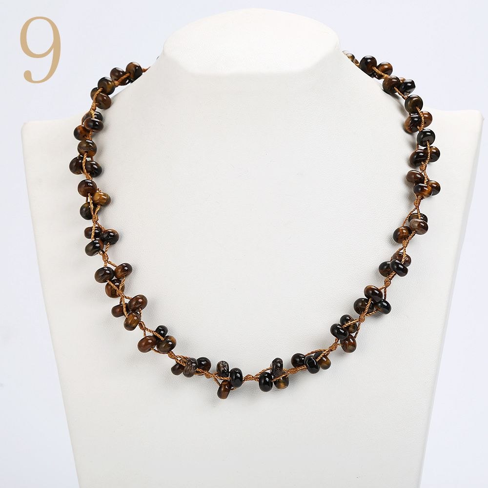 Aquamarine Necklace Gemstone Bead Colar Feminino Natural Stone Accessories Christmas Jewelry Women Woven Chain Vintage