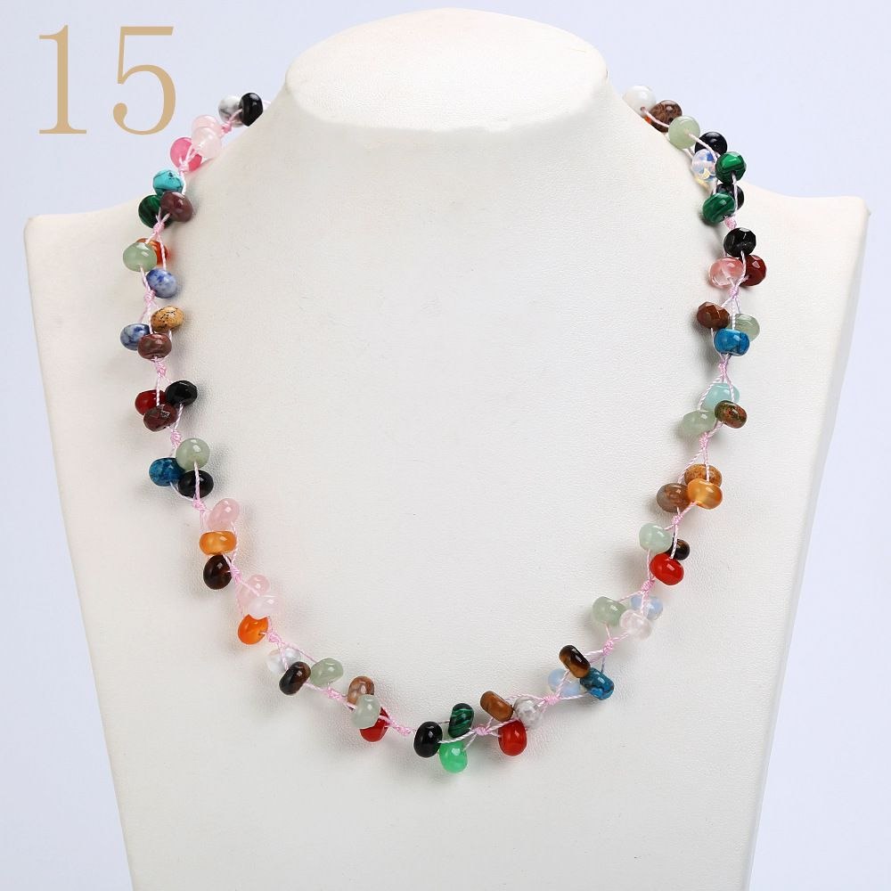 Aquamarine Necklace Gemstone Bead Colar Feminino Natural Stone Accessories Christmas Jewelry Women Woven Chain Vintage
