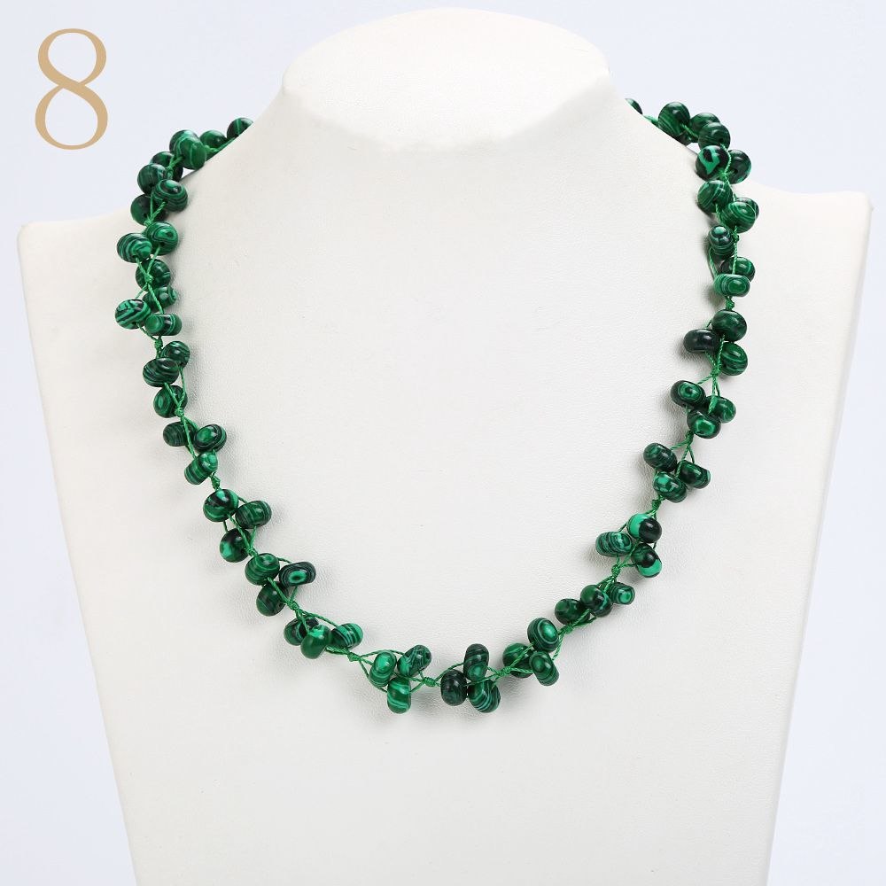 Aquamarine Necklace Gemstone Bead Colar Feminino Natural Stone Accessories Christmas Jewelry Women Woven Chain Vintage