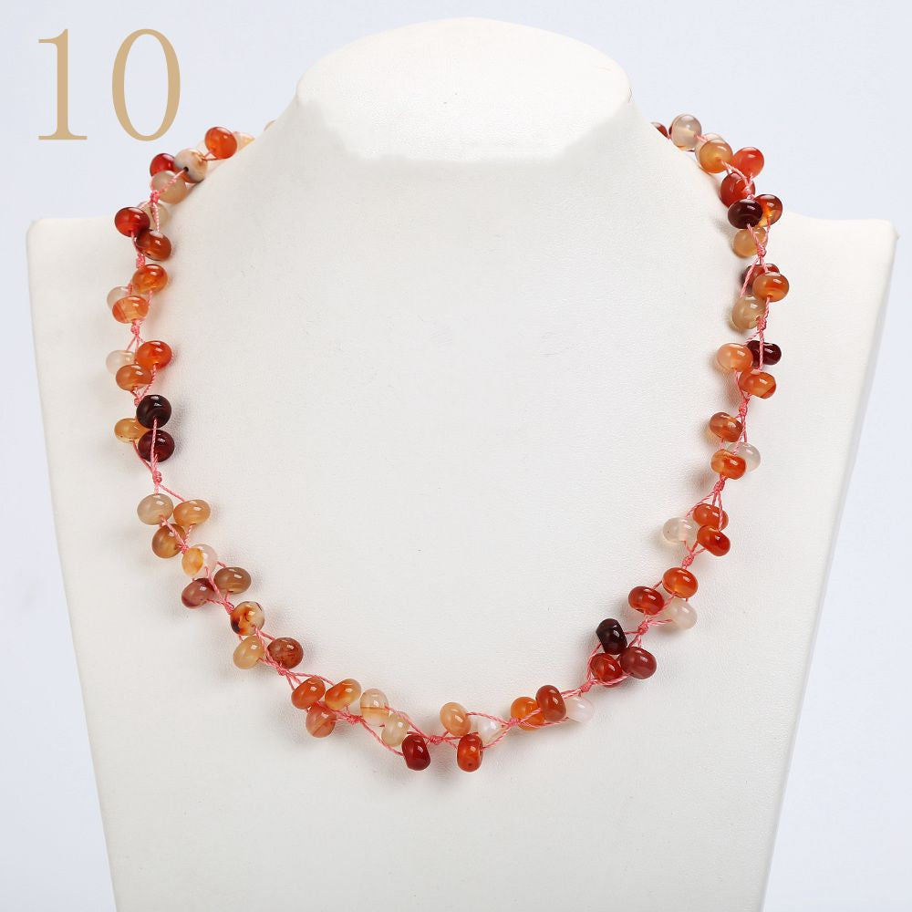 Aquamarine Necklace Gemstone Bead Colar Feminino Natural Stone Accessories Christmas Jewelry Women Woven Chain Vintage