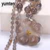 Aventurine Jade Necklace Flowers Pendant Hand Carved Crystal Prom Accessories Soy Luna Linkin Park Gothic Women's Jewelry