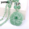 Aventurine Jade Necklace Flowers Pendant Hand Carved Crystal Prom Accessories Soy Luna Linkin Park Gothic Women's Jewelry