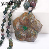 Aventurine Jade Necklace Flowers Pendant Hand Carved Crystal Prom Accessories Soy Luna Linkin Park Gothic Women's Jewelry