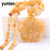 Aventurine Jade Necklace Flowers Pendant Hand Carved Crystal Prom Accessories Soy Luna Linkin Park Gothic Women's Jewelry