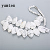Big Blue Veinstone Leaf Necklace Women Flower Pendant Stone Jewelry Reiki Bijoux Femme Star Vintage Clavicle Chain Kolye