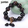 Black Agate Bracelet Men Jewelry Retro Natural Chalcedony Fashion Party Gift Pulseras Queen Weave Beauty Wholesale 5 PCS