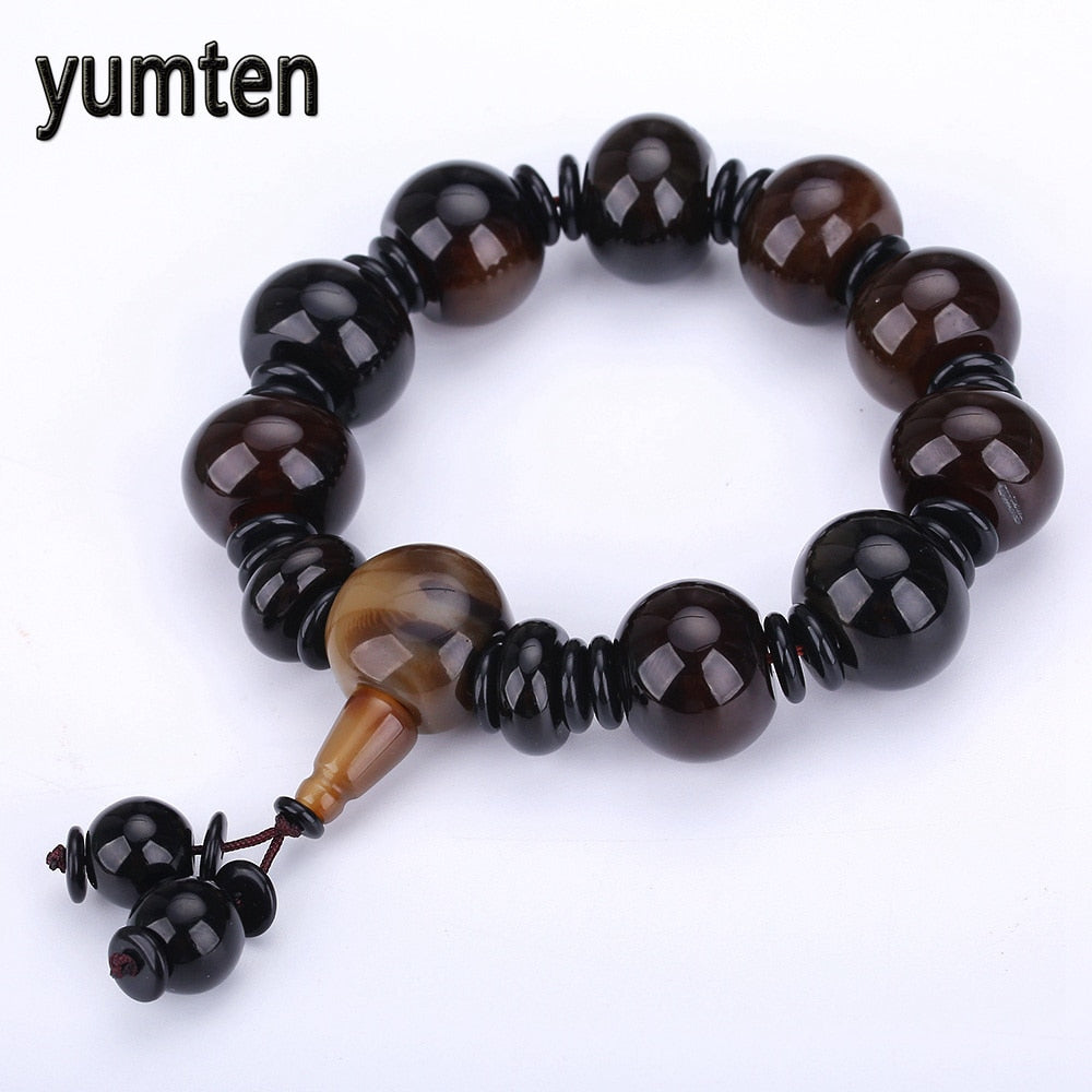 Black Agate Bracelet Men's Jewelry Retro Natural Chalcedony Fashion Party Gift Tuya Soy Luna Love Tenis Masculino Luna