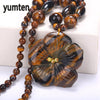 Black Agate Necklace Flowers Pendant Popular Elegant Women Jewelry Men High End Style Accessories Collier Colar Chain