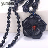 Black Agate Necklace Flowers Pendant Popular Elegant Women Jewelry Men High End Style Accessories Collier Colar Chain