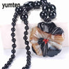 Black Agate Necklace Flowers Pendant Popular Elegant Women Jewelry Men High End Style Accessories Collier Colar Chain