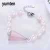 Bridal Bridesmaid Pearl Bracelet Triangle Crystal Wedding Real Natural Stone And Pearl Bracelets Beads Banquet For Women