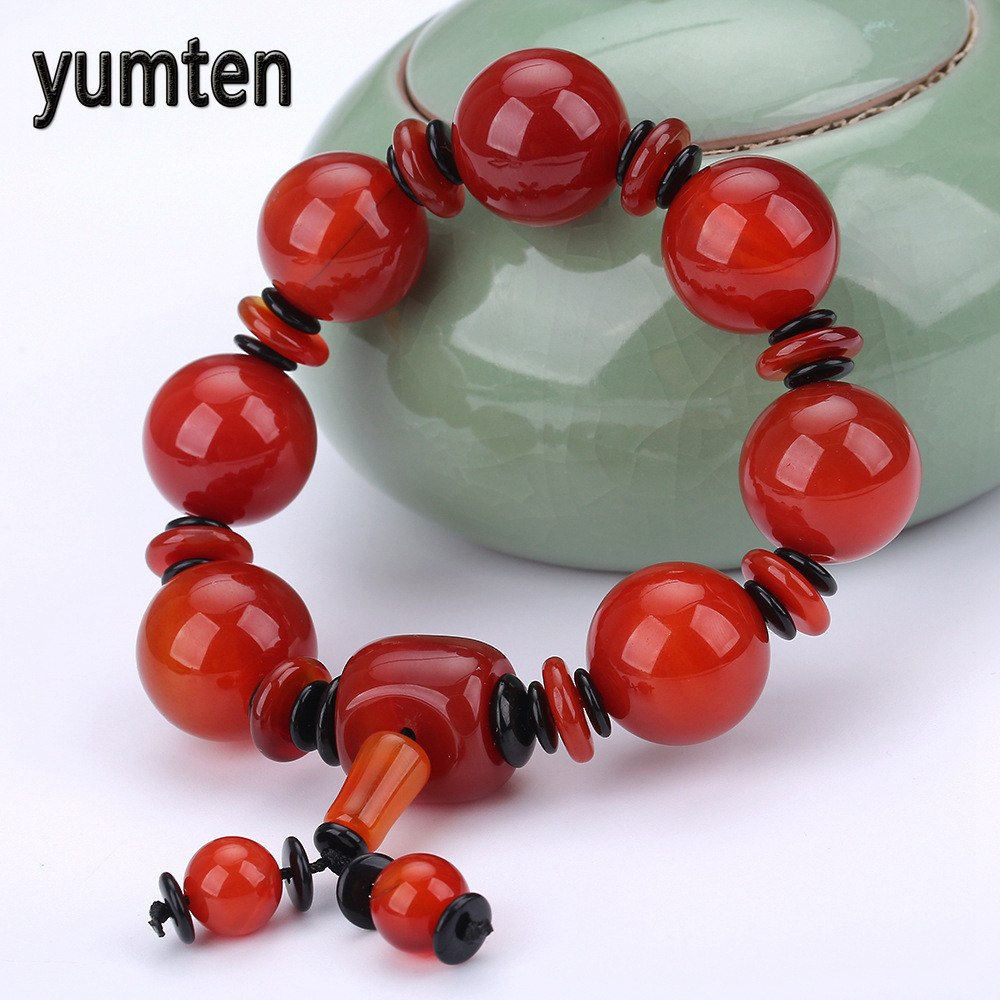 Chalcedony Energy Bracelets Men Natural Onyx Lucky Beads Accessories Luna Pulseras Lion Bracelet Kerst Wholesale 5 PCS
