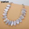 Chalcedony Necklace Women Stone Power Crystal Leaf Pendant Original Gemstone Jewelry Halsketting Vrouwen Bayan Kolye Yoga
