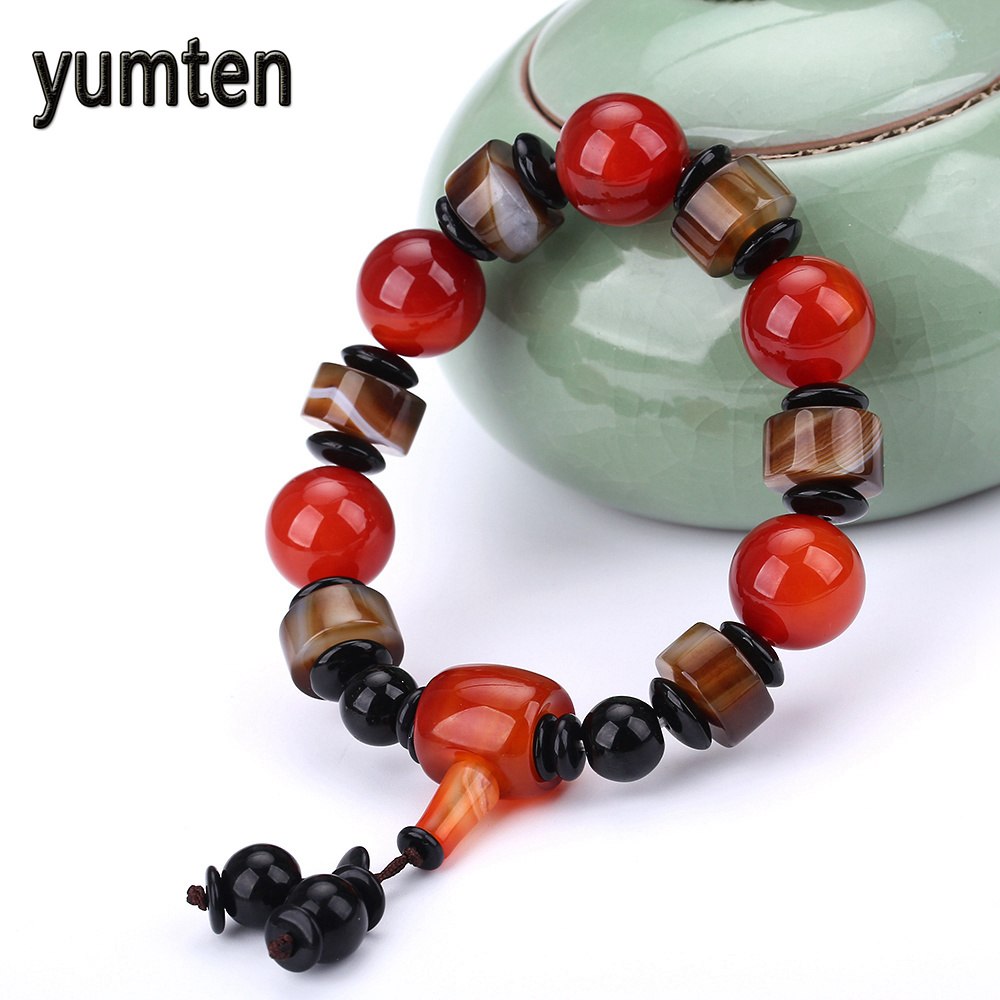 Chalcedony Stone Bracelet Men's Natural Lucky Beads Jewelry Beads Accessories Gift Luna Christmas Gift Wholesale 5 PCS