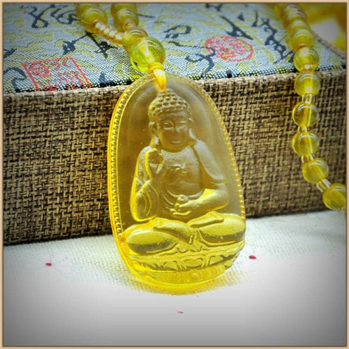 Citrine Pendant Necklace Jade Buddha Pendants Fine Jewelry Women Men Yellow Crystal High Quality Natural Stone Carved