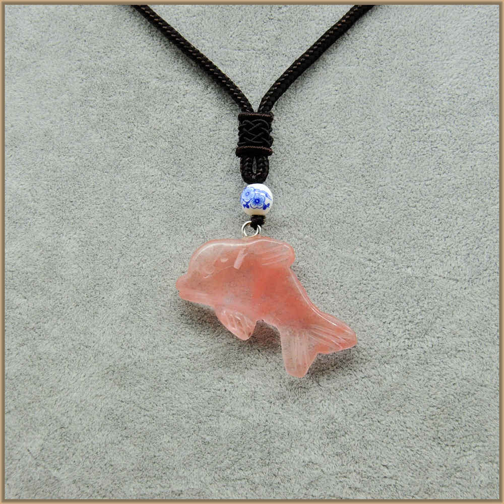 Dolphin Pendant Necklace Women Parure Bijoux Femme Spinel Rhodochrosite Dijes De Esmeralda Moonstone Beautiful Fashion