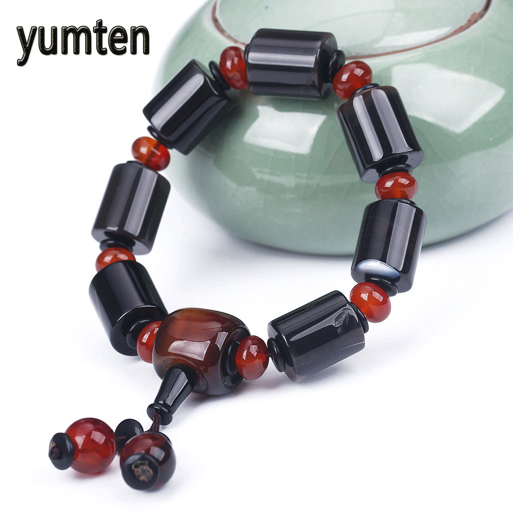 Fashion Bracelets Fine Agate Men Jewelry Chinese Style Popular Handmade Bracelet Meditation Halloween Cuff Wholesale 5PCS