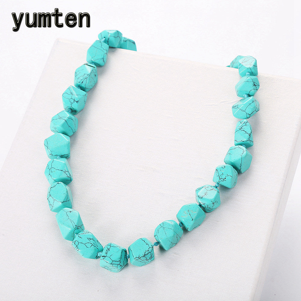 Fashion Trend Decoration Turquoise Necklace Women Irregular Gemstones Men Natural Jewelry Collocation Accessories Smaragd