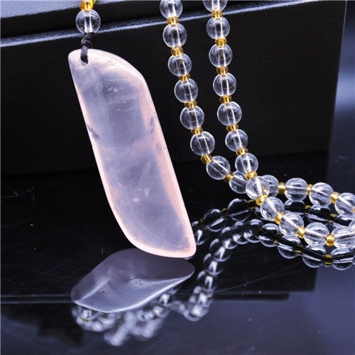 Fine Jewelry Natrual Crystal Rose Quartz Geometric Pendant Necklace Women 2020 Party Romantic Pink White Crystal Necklace