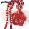 Fine Necklace Red Jasper Flowers Pendant Hand Carved Popular Fashion Accessories Soy Luna Linkin Warcraft Sailor Rosary