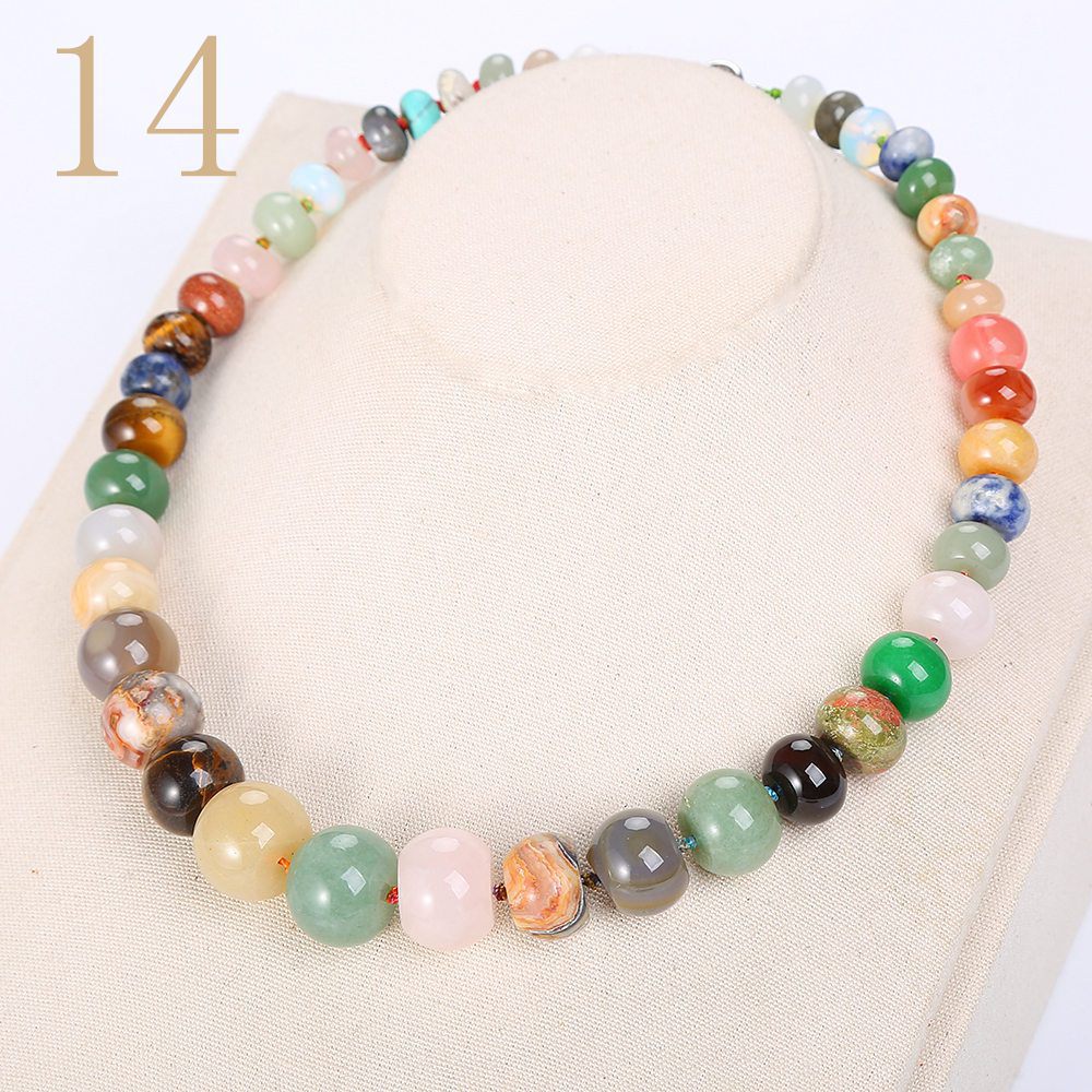 Green Jasper Necklace Beads Women Statement Jewelry Natural Stone Accessories Vintage Crystal Chain Men Ethnic Choker