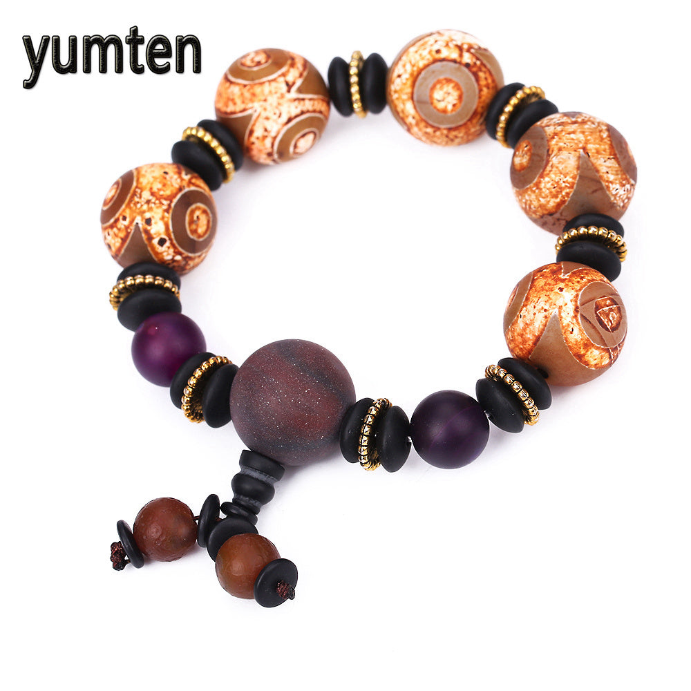 Grey Agate Bracelet Men's Jewelry Fashion Dzi Beads Natural Quartz Popular Party Tuia Luna Love Carters Bileklik Bangles