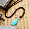 Hot Sale Water Drop Goldstone Nature Crystals Pendant Rope Chain Topaz Necklace Women Men Style Fashion Jewelry