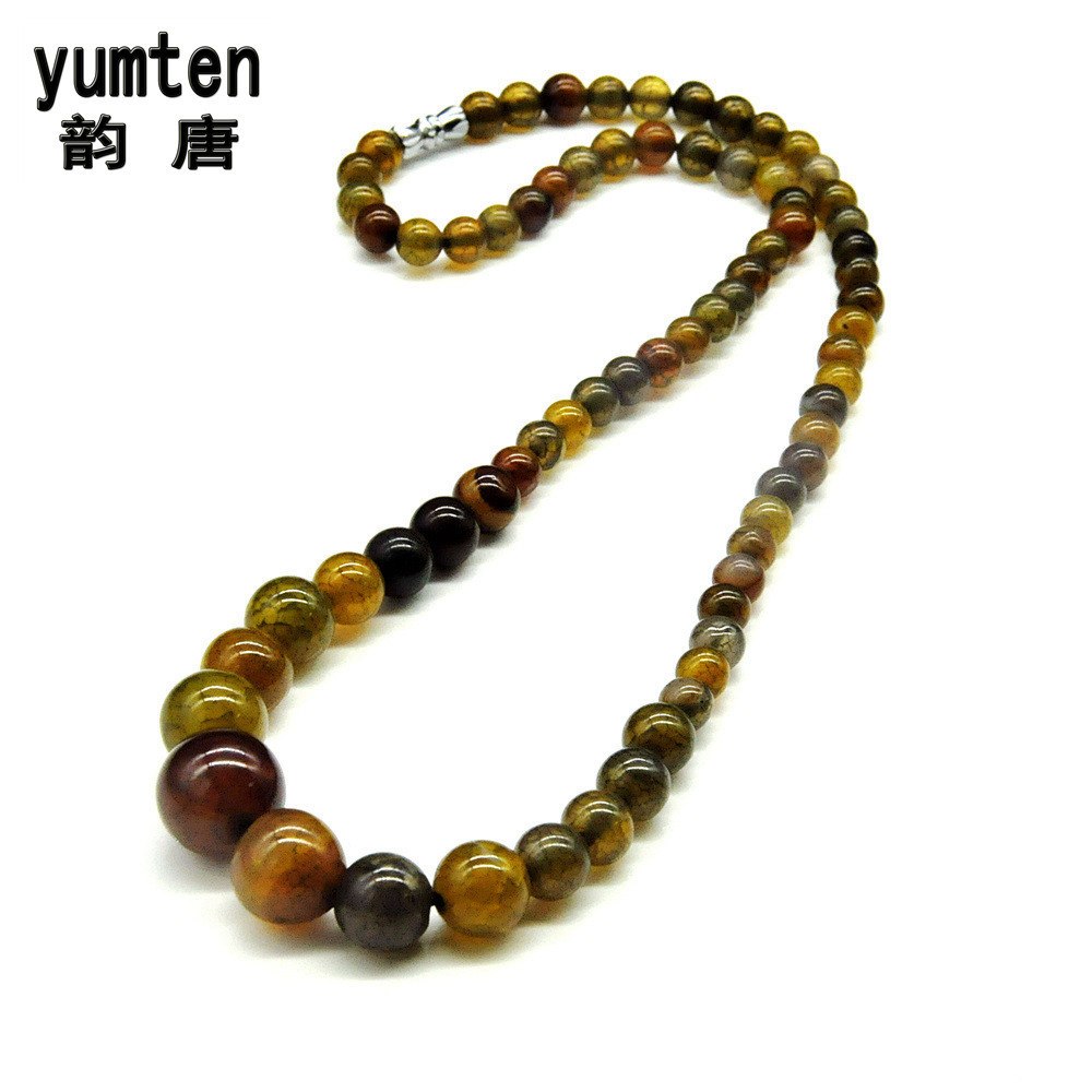 Hot Sale Women Choker Necklace Natural Agate Beads Stone Body Jewelry Fashion Rhinestone Amber Color Exquisite Crystals
