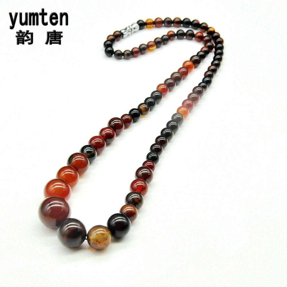 Hot Sale Women Choker Necklace Natural Agate Beads Stone Body Jewelry Fashion Rhinestone Amber Color Exquisite Crystals