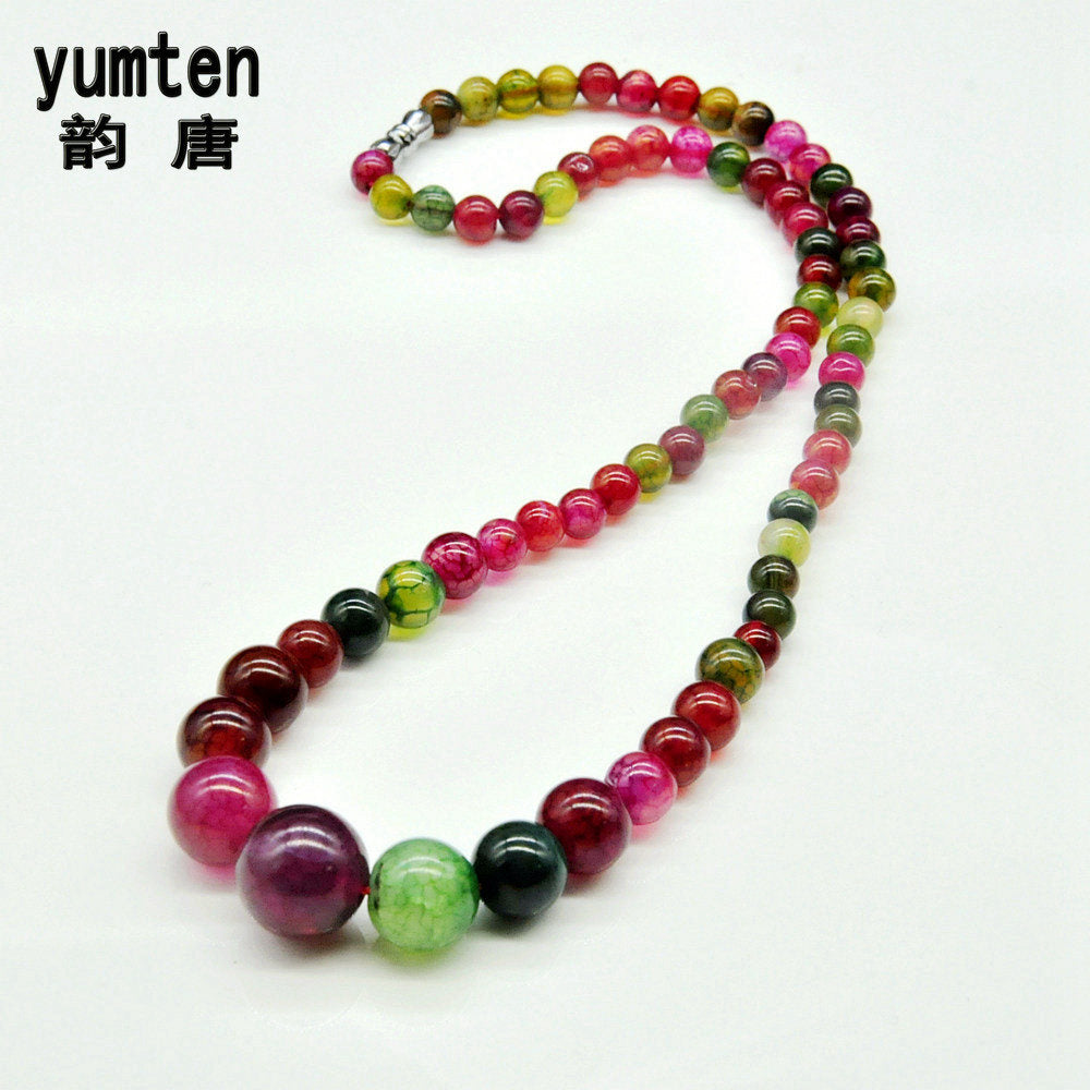 Hot Sale Women Choker Necklace Natural Agate Beads Stone Body Jewelry Fashion Rhinestone Amber Color Exquisite Crystals