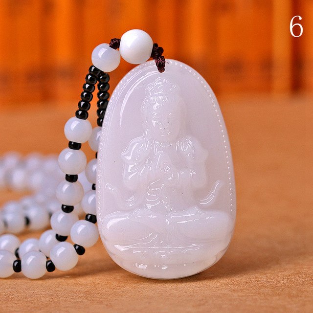 Jade Necklace Crystal Pendant Natural Stone Buddha Guardian Bead Chain Lucky Gift Make Carved Women Men Jewelry 8 pattern