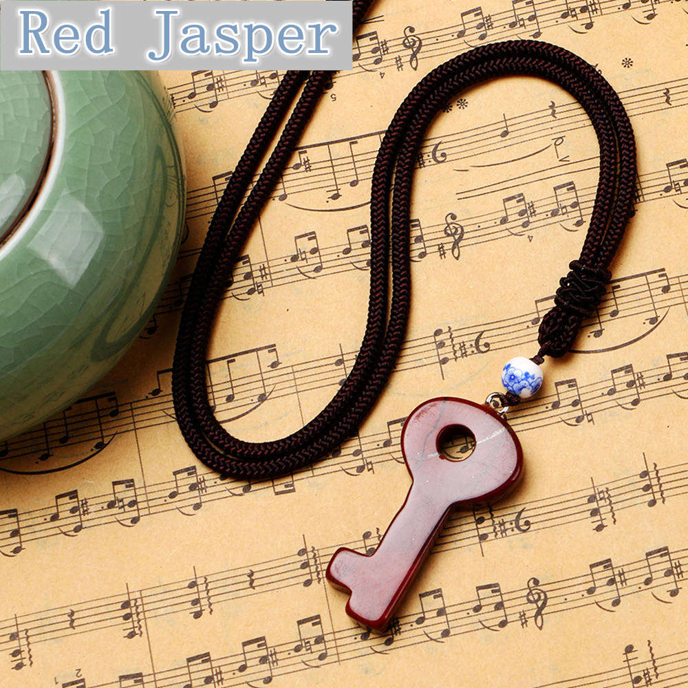 Key Pendant Necklaces Popular Natural Stone Fine Jewelry Rhinestone Pendants Charm Turquoise Granate Exquisite Crystal