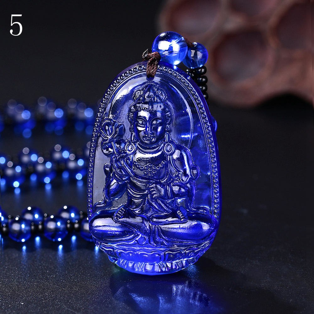 Kyanite Beads Necklace Curtain Natural Exquisite Crystal Transhipped Carved Buddha Guanyin Head Pendant Men Women Jewelry