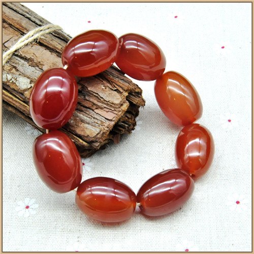 Large beads Natural Red Agate Bracelet Women Men Romantic Bracelets Barrel Bead Strand Bracelets Lucky Buddha Bracelet