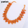 Magnesite Women Flower Necklace Pendant Leaf Natural Stone Neck Jewelry Colar Feminino Sobretudo Joyeria Fina Jewellery