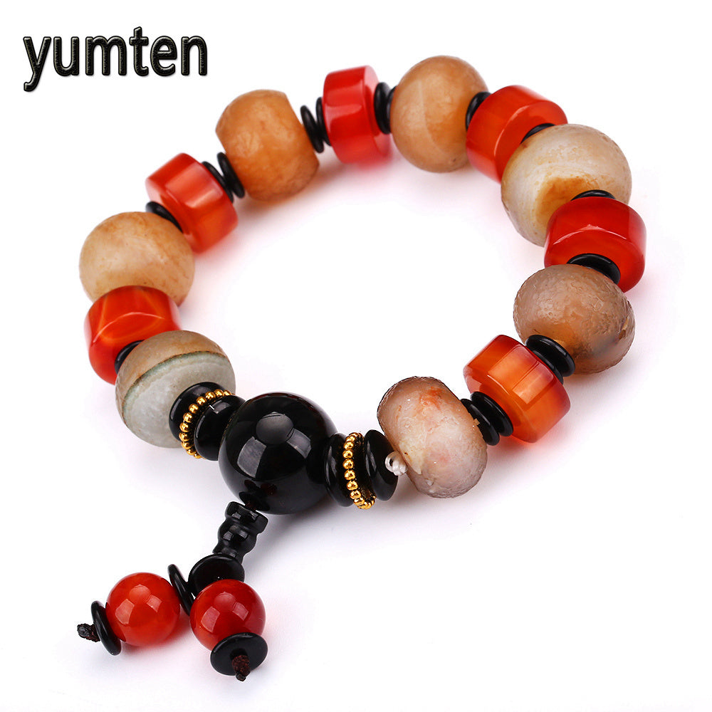Male Big Round Beads Bracelet Classic Handmade Stone Bracelets Men Charms Nature Gems Pulseira Masculina Boyfriend Gifts