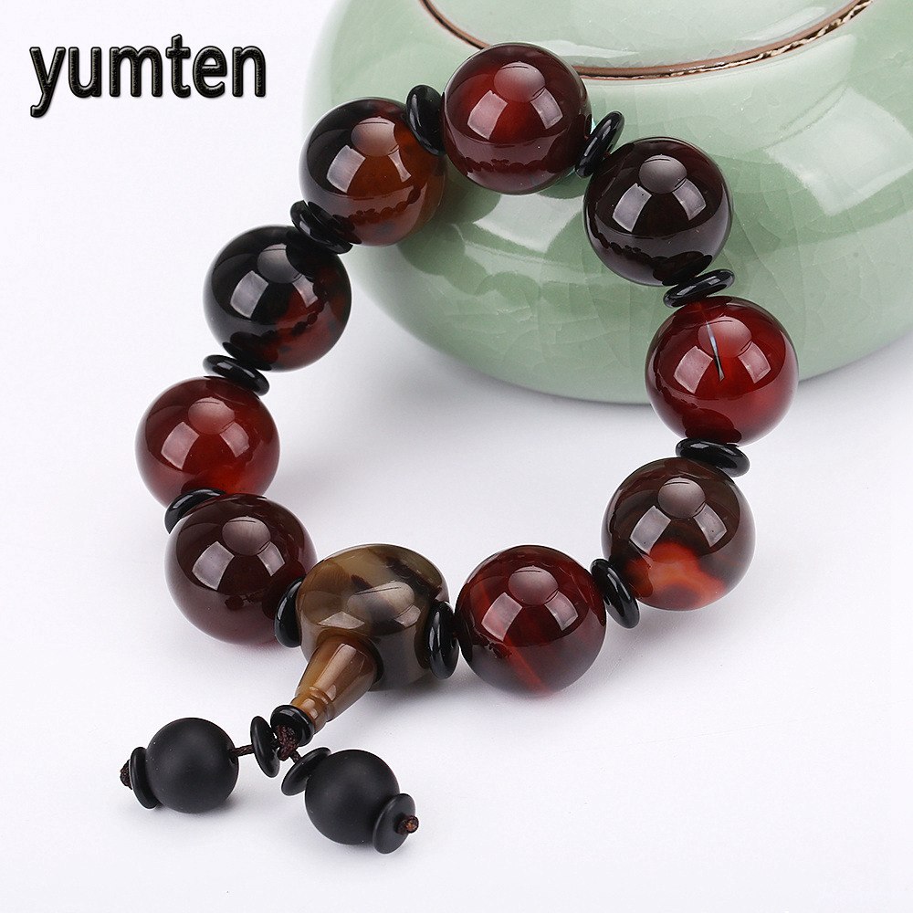 Men Bracelet Jewelry Fine Natural Stone Agate Energy Chakra Healing Round Balance Beads Christmas Gift Wholesale 5 PCS