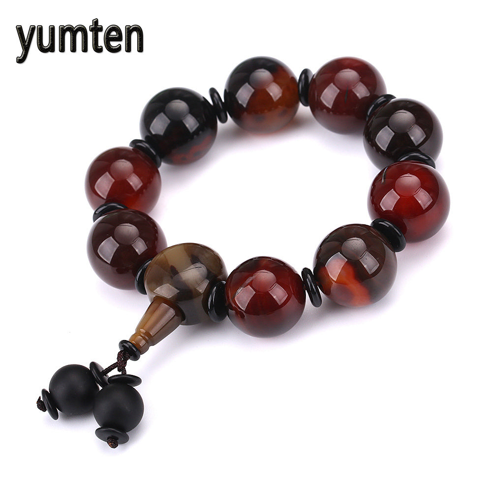 Men Bracelet Jewelry Fine Natural Stone Agate Energy Chakra Healing Round Balance Beads Feyenoord Buda Bts Bracelet Homme