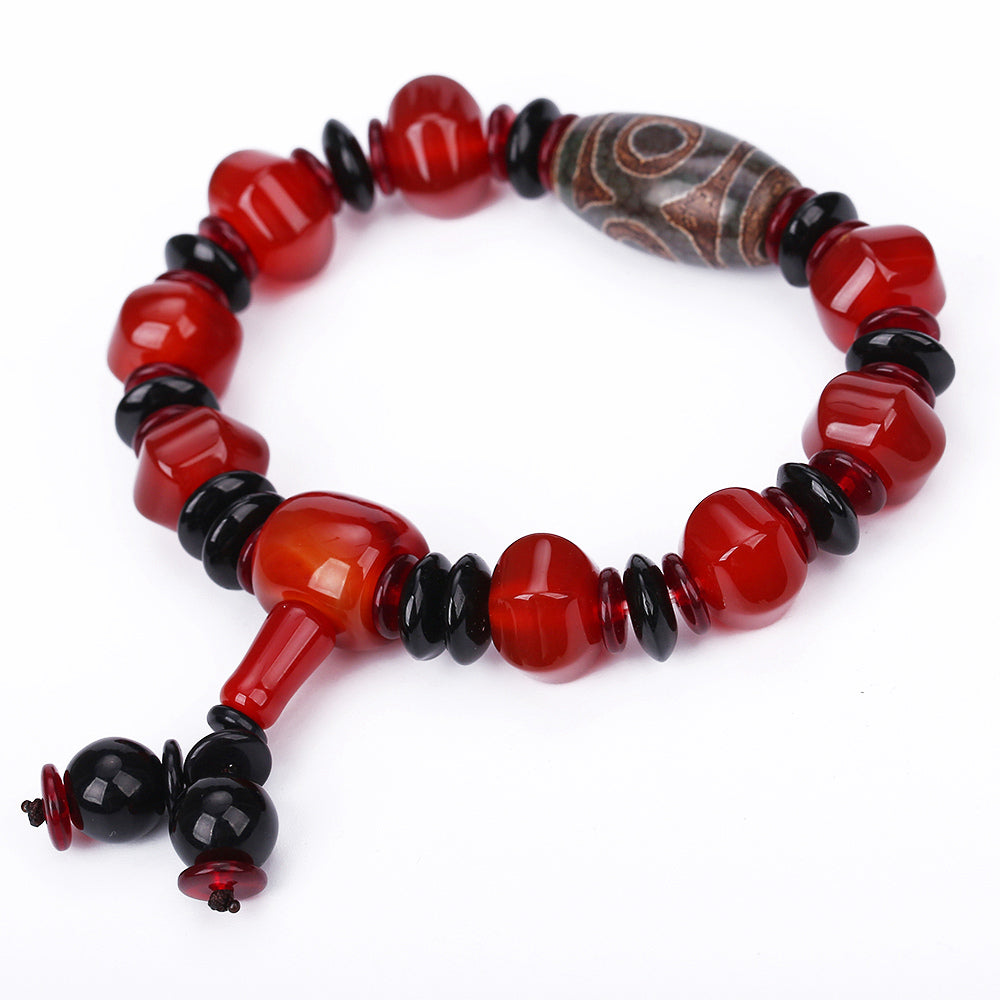 Men Bracelet Natural Agate Jewelry Chinese Style Fashion Popular Dzi Beads Couple Lion Bracelet Bisuteria Wholesale 5 PCS