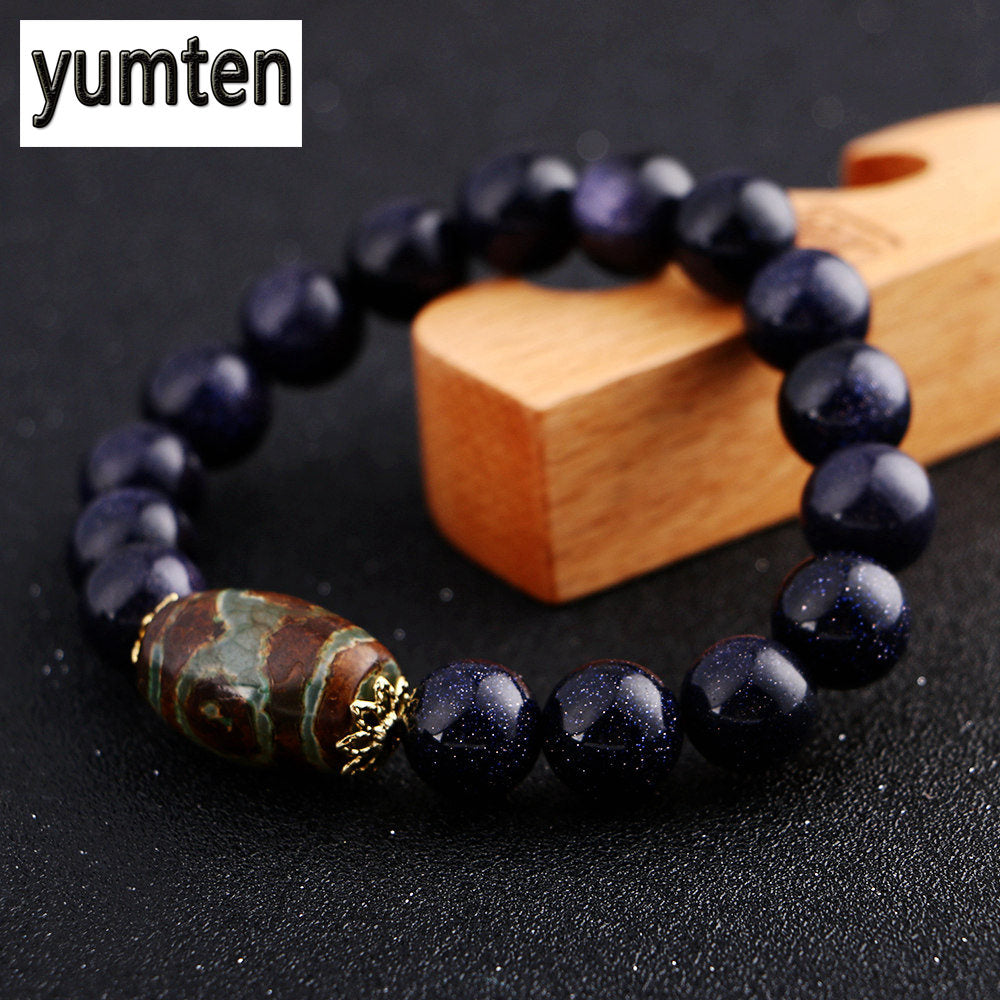 Men Jewelry Agate Bracelet Popular Dzi Beads Longan Natural Crystal Fashion Couple Soy Punk Rock Pulseira Erkek Bileklik